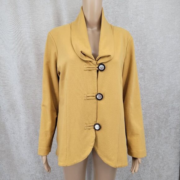Neon Buddha Cotton Cardigan Blazer Stylish Mustard Women's Jacket - Picture 1 of 10